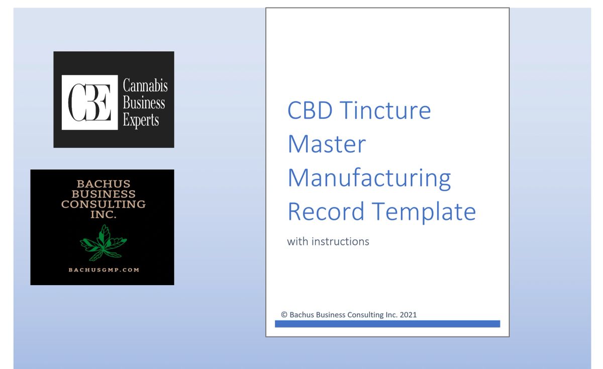 Master Manufacturing Record Template CBD Tincture